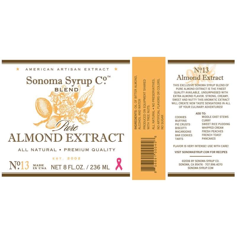 Sonoma Syrup Pure Almond Extract 8 oz