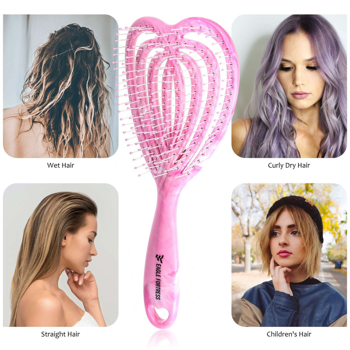 Eagle Fortress Pink Curved Vented Hair Brush