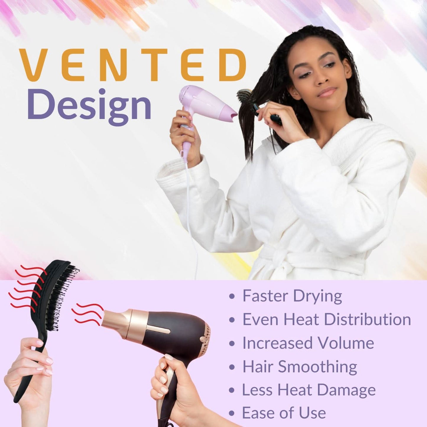 INATEKPRO Curved Vented Boar Bristle Detangler Brush - GREY | LARGE