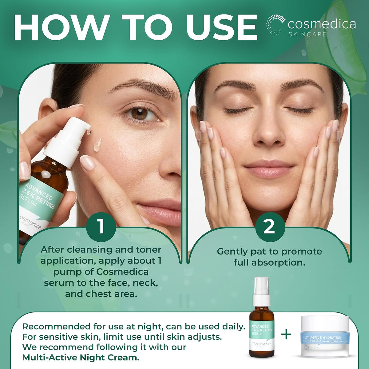 Cosmedica 2.5% Retinol Face Serum with Hyaluronic Acid & Vitamin E, 1oz