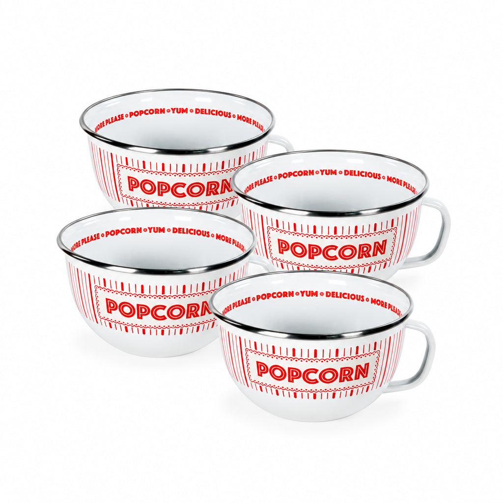 Golden Rabbit Enamelware Showtime Popcorn Sharing Bowls