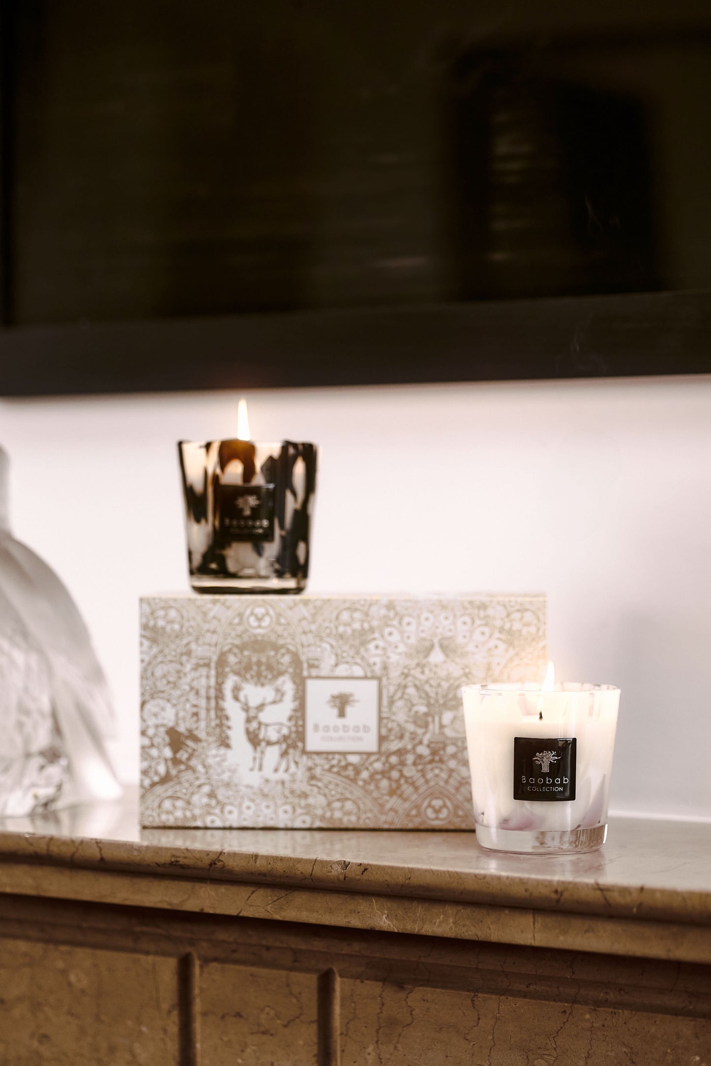 Baobab Collection CANDLE DUO, Black Pearls & White Pearls