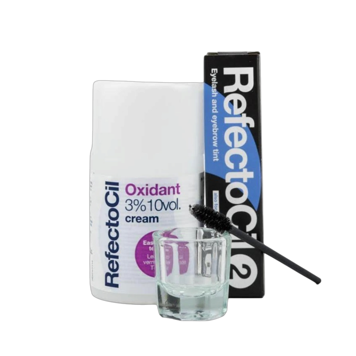 Refectocil Bundle - CREAM Oxidant 3%, Mascara Brush, Mixing Jar & Color Tint - BLUE BLACK