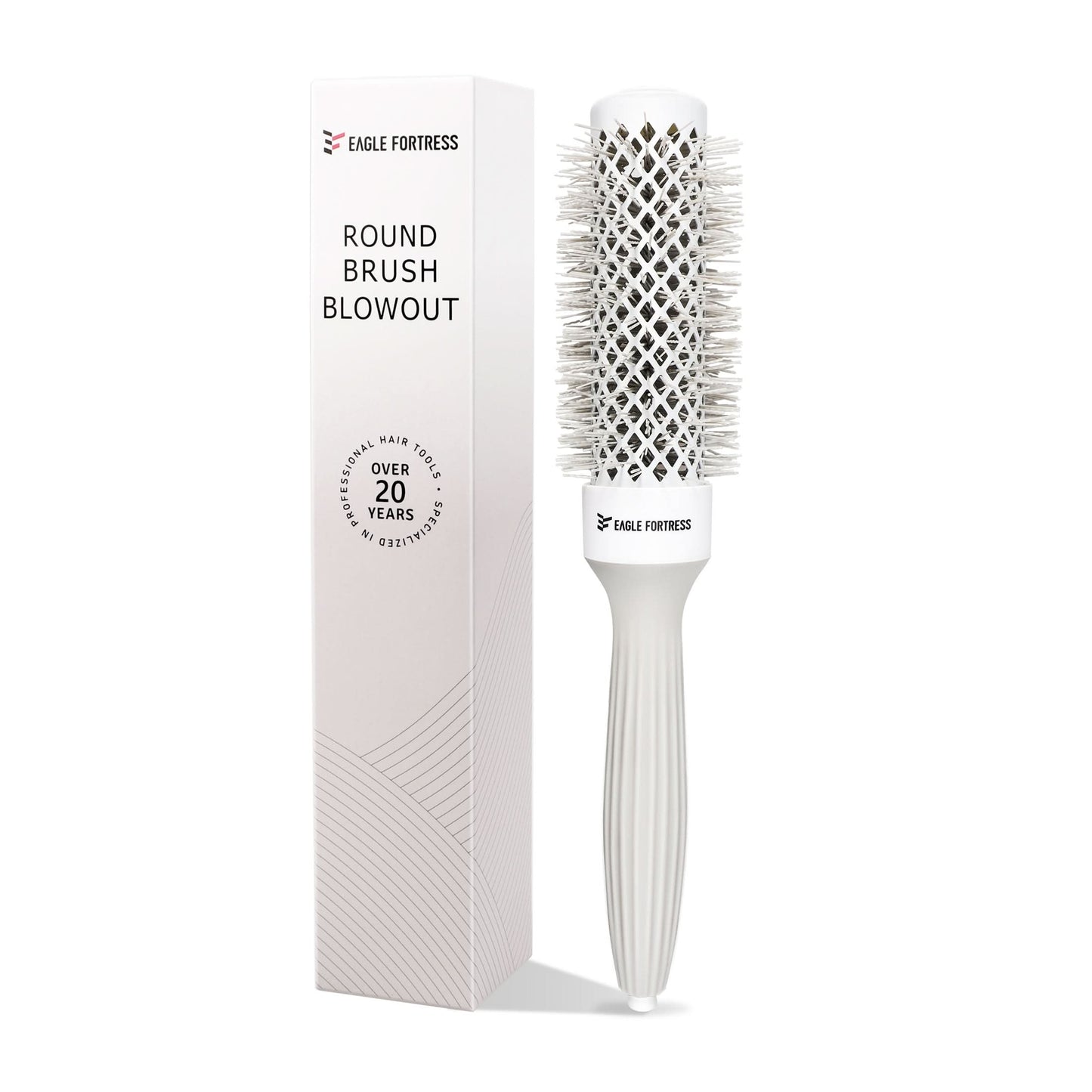 Eagle Fortress XL Ceramic + Ionic Round Hair Brush 1.26 in - Grey