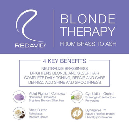 Redavid Blonde Therapy Daily Shampoo for Blonde and Highlighted Hair with Cymbidium Orchid and Hemp Seed Oil - Daily Toning, Clinical Repair, and Amplified Shine (250ml)