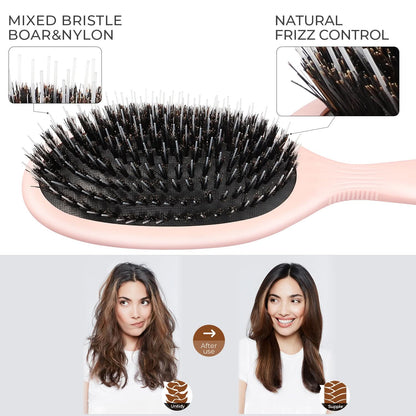 Eagle Fortress Deluxe Boar Bristle Hair Brush - Pink