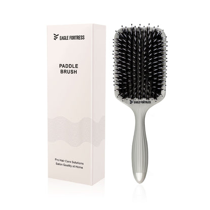 Eagle Fortress Boar Bristle Paddle Brush - Grey