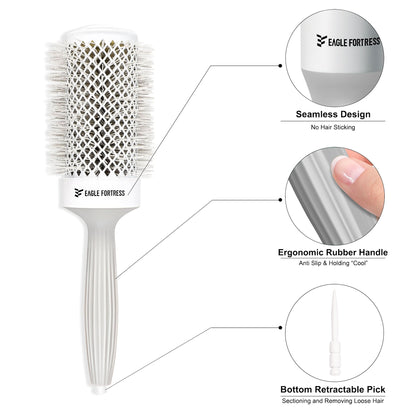 Eagle Fortress XL Ceramic + Ionic Round Hair Brush 2.09 in - Grey