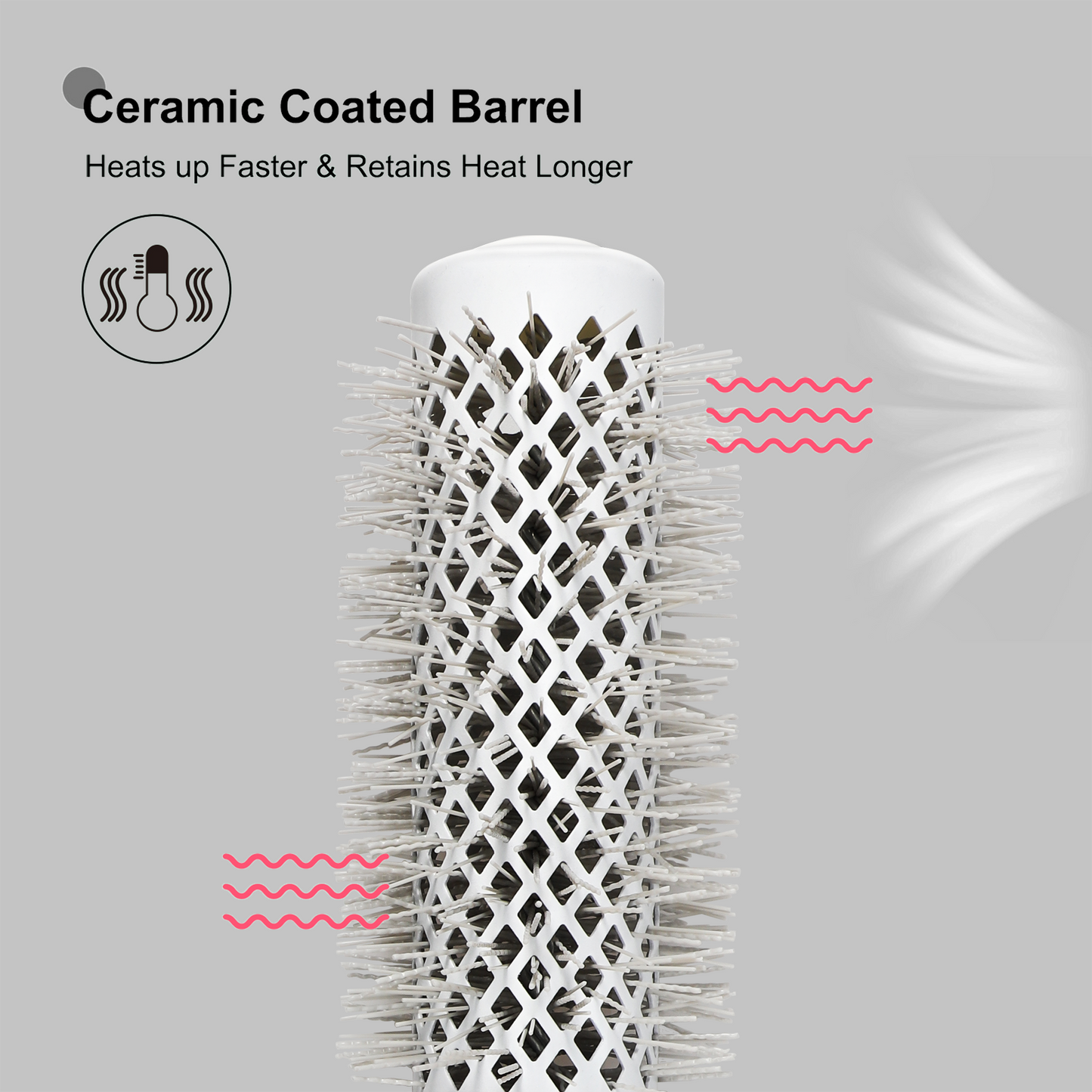 Eagle Fortress XL Ceramic + Ionic Round Hair Brush 1.26 in - Grey