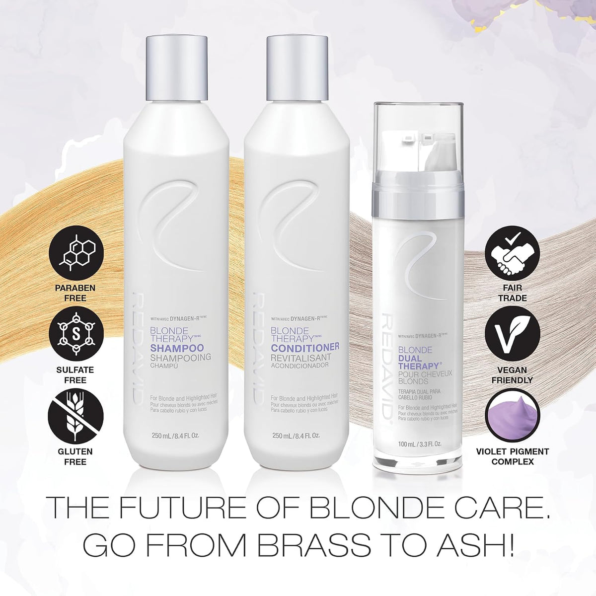 Redavid Blonde Therapy Daily Conditioner for Blonde and Highlighted Hair with Cymbidium Orchid and Shea Butter - Toning, Clinical Repair, and Amplified Shine (250ml)