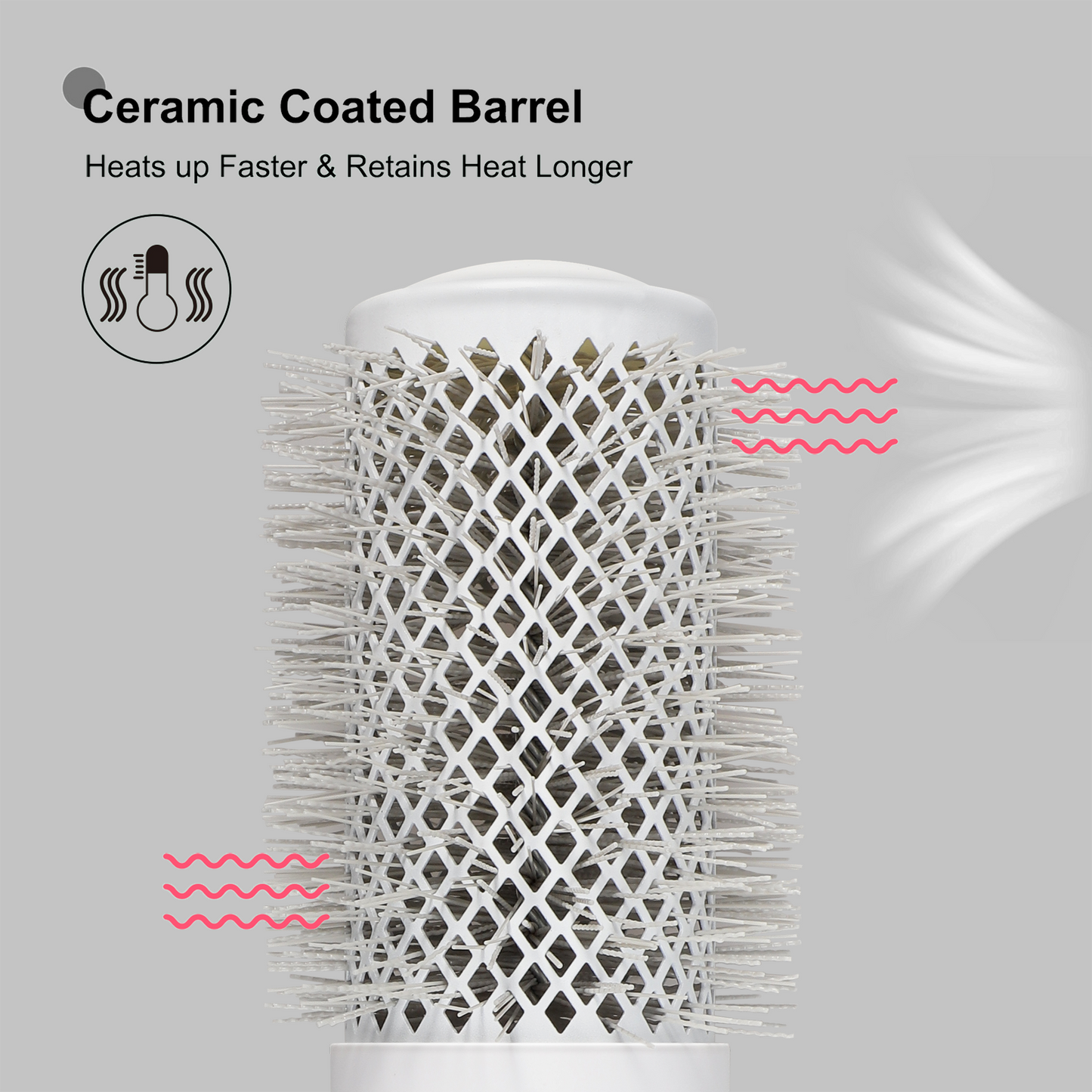 Eagle Fortress XL Ceramic + Ionic Round Hair Brush 2.09 in - Grey