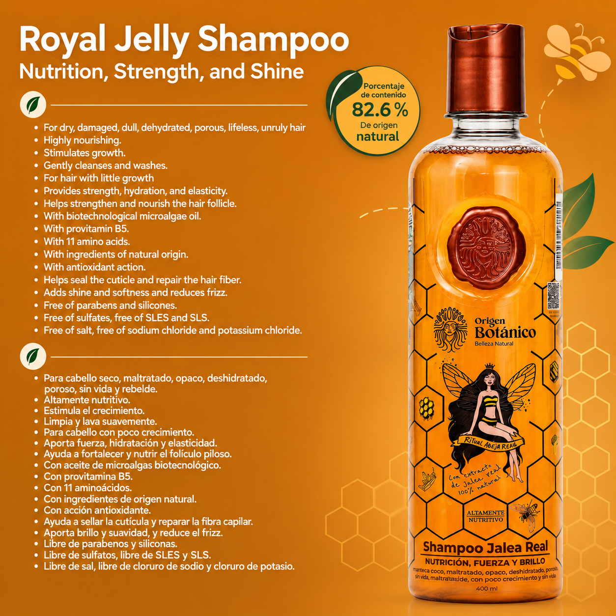Ritual Botanico - Kit Capilar Jalea Real – Shampoo Nutritivo + Tratamiento 3 en 1  400ml