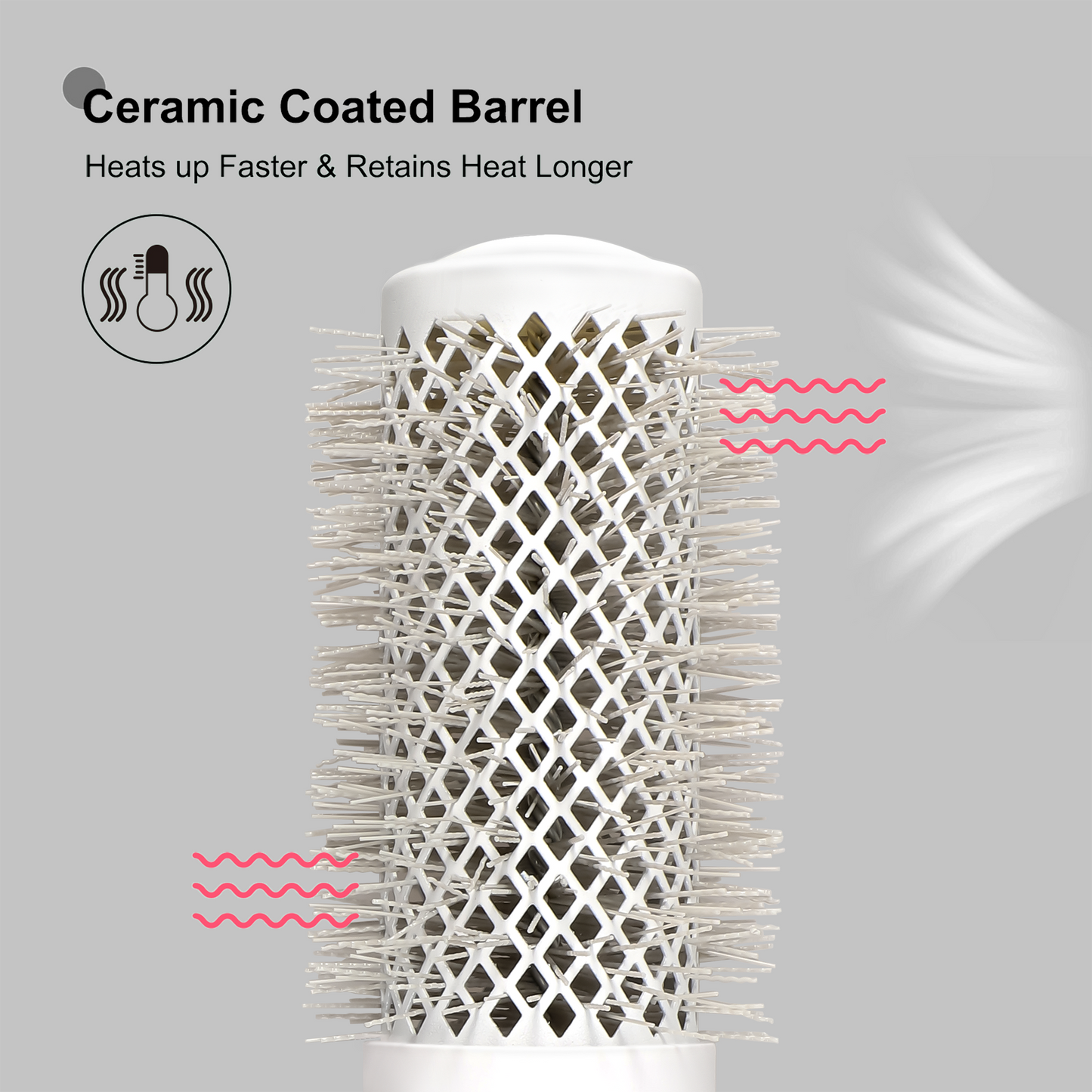 Eagle Fortress XL Ceramic + Ionic Round Hair Brush 1.69 in - Grey