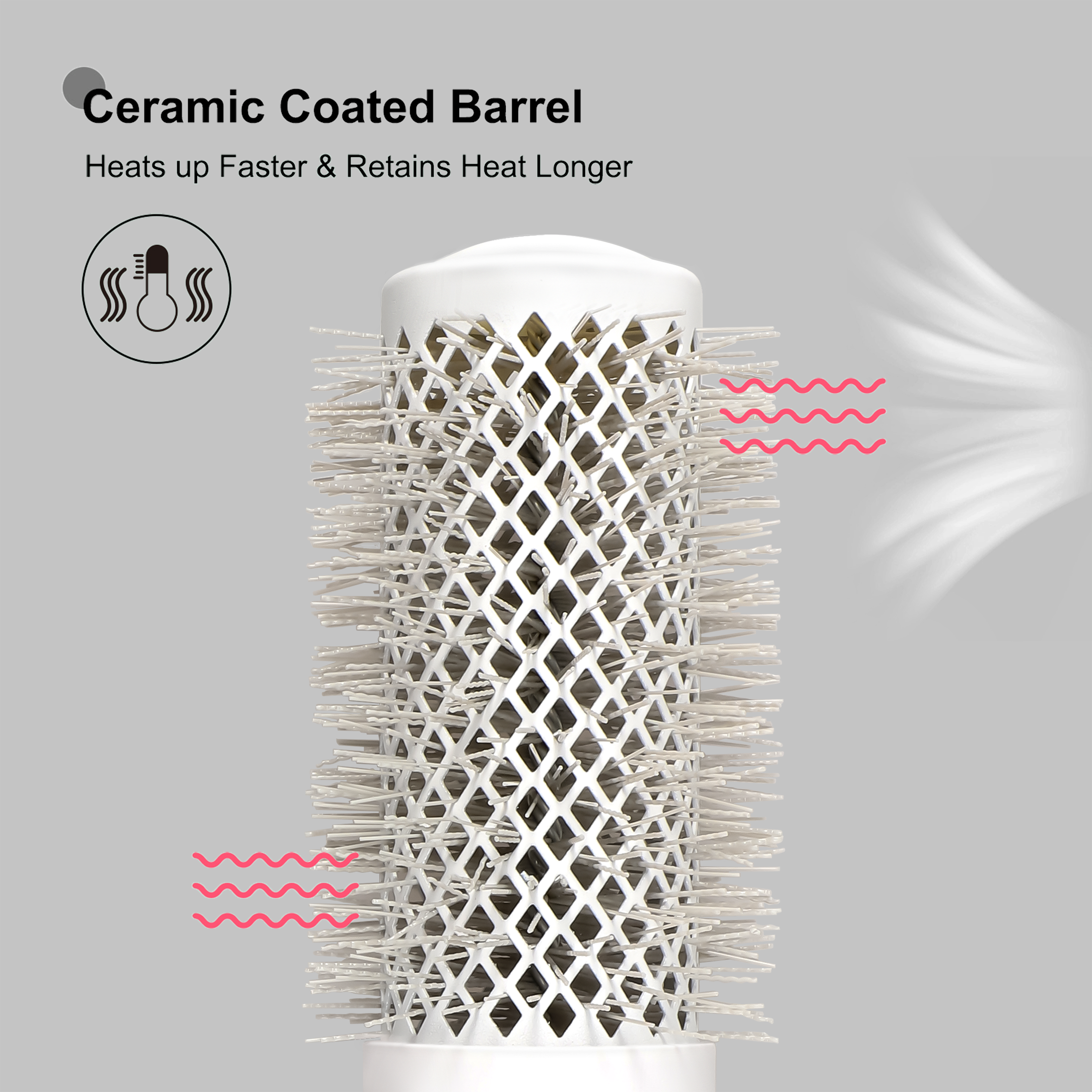 Eagle Fortress Professional Round Hair Brush for Blow Drying with Ceramic + Ionic, Grey 1.69in