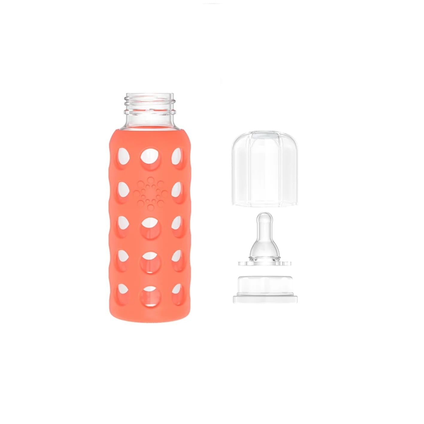 Lifefactory Glass Baby Bottles with Silicone Protection - 2-Pack, 9 oz Bottles,Papaya & Kale