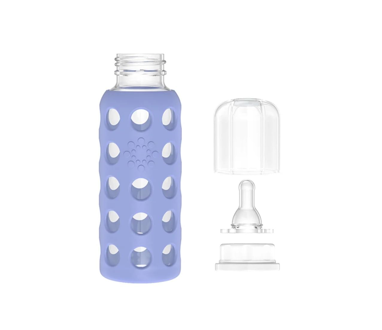 Lifefactory Glass Baby Bottles with Silicone Protection - 2-Pack, 9 oz Bottles, Blueberry & Grape