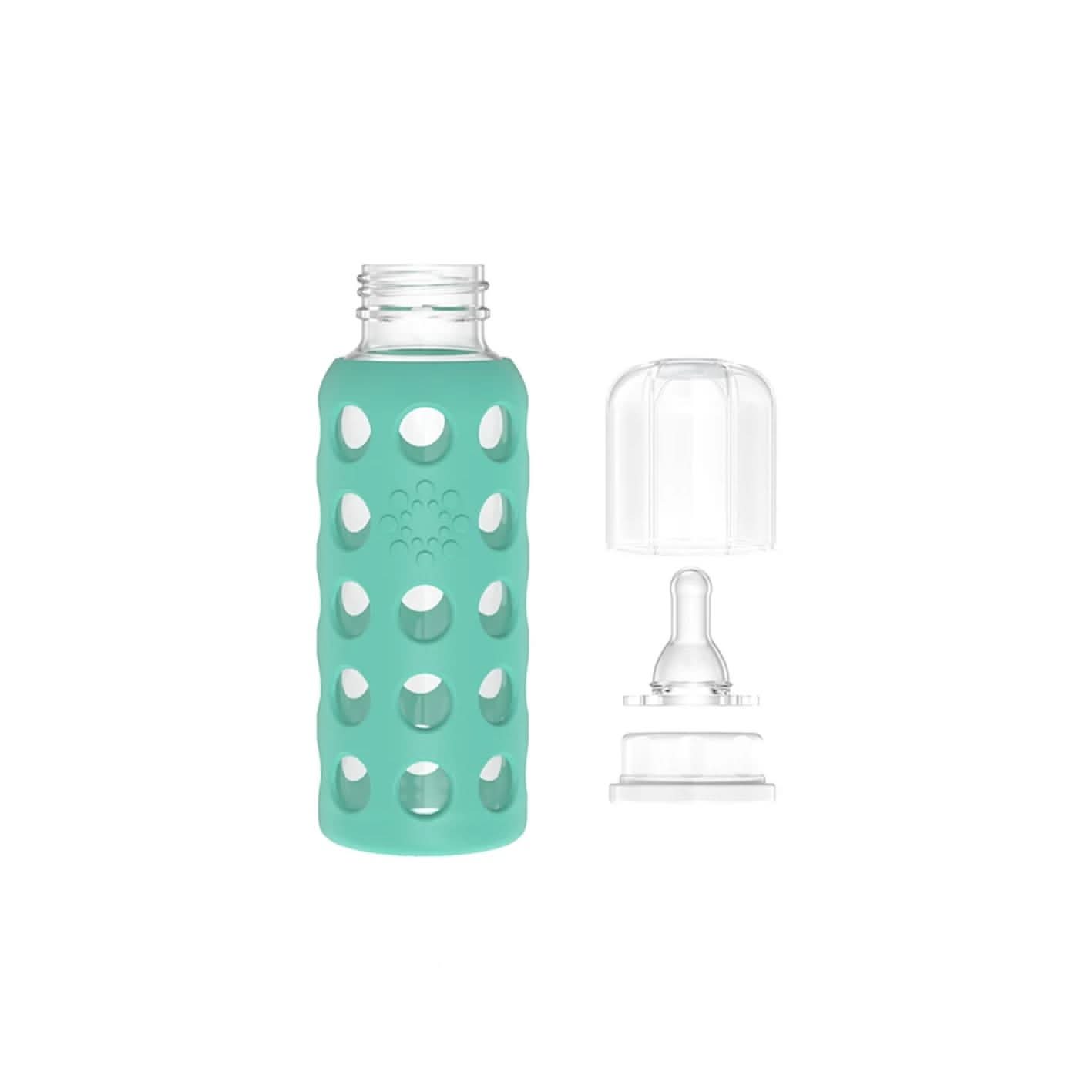 Lifefactory 9 oz Glass Baby Bottles with Silicone Protection - 2-Pack, Mango/Kale