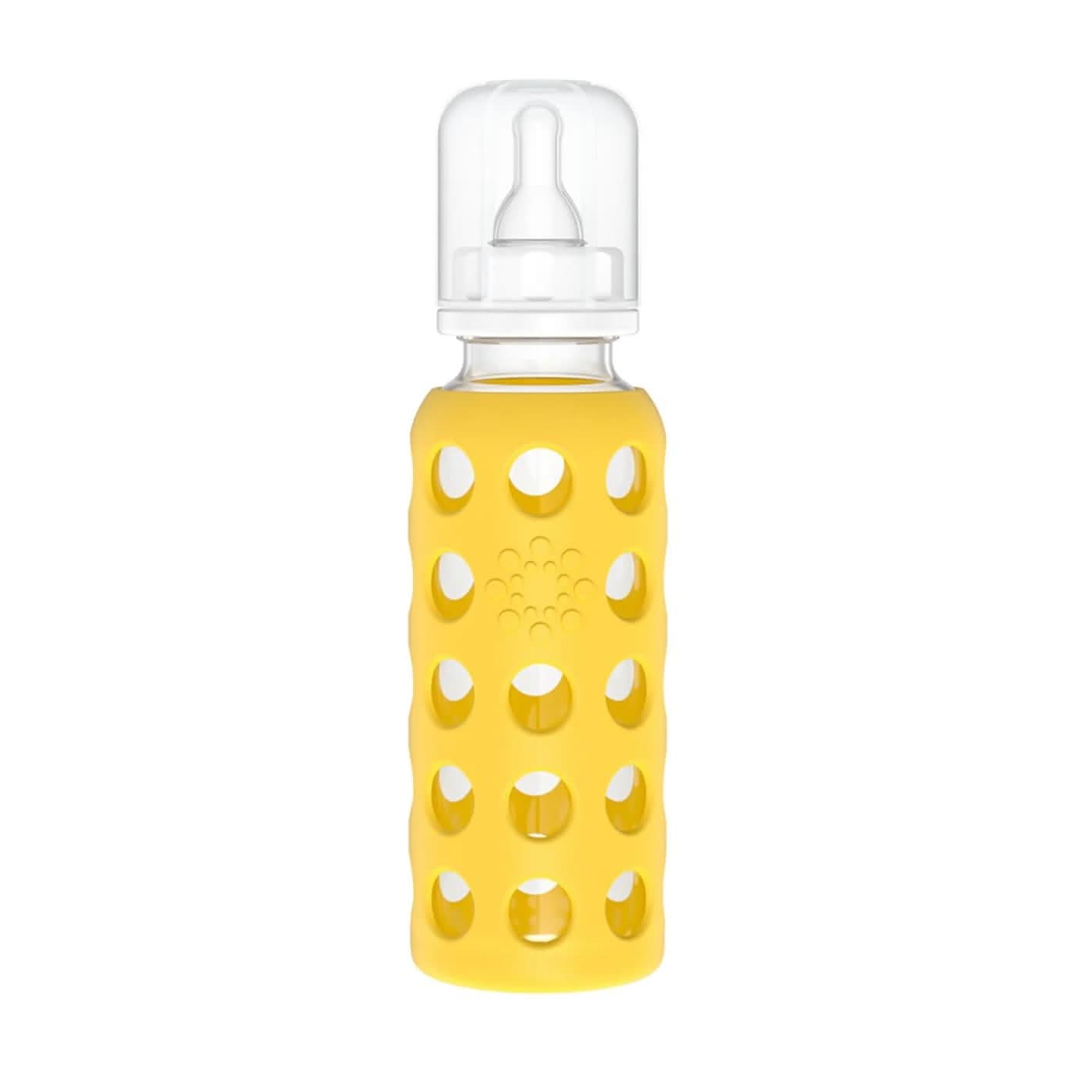 Lifefactory 9 oz Glass Baby Bottles with Silicone Protection - 2-Pack, Mango/Kale
