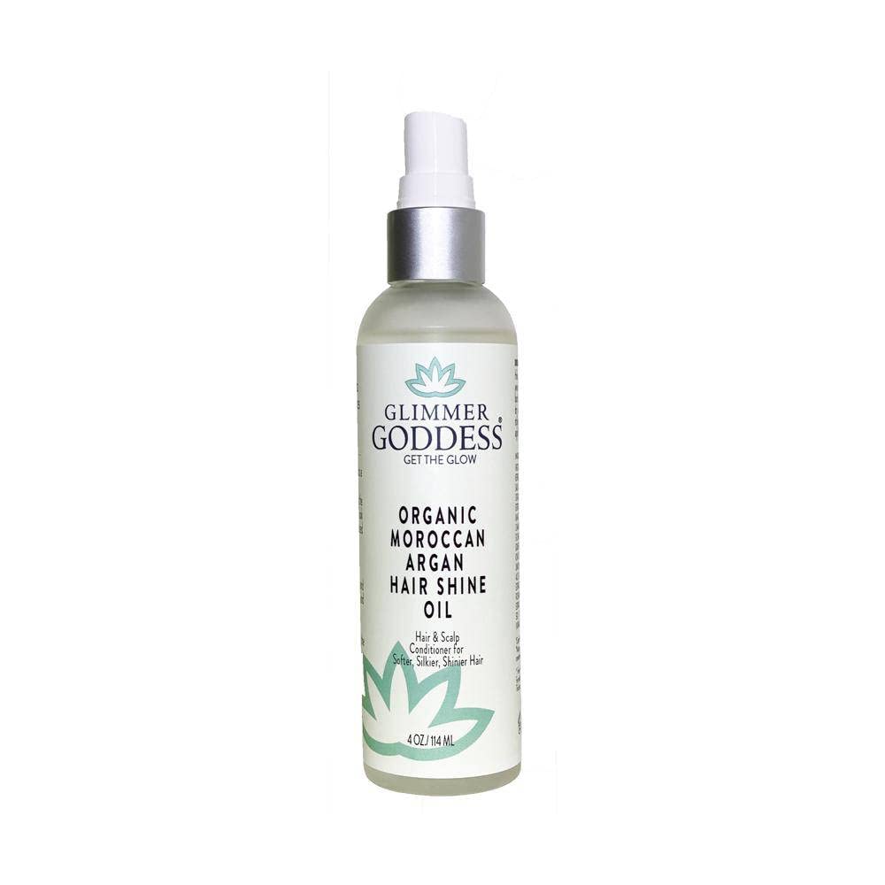GLIMMER GODDESS Organic Moroccan Argan Oil Hair Spray - Frizz Control, 4 oz