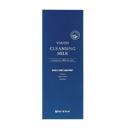 MIZON Youth Cleansing Milk Gentle Face Cleanser with Retinal Aminoacids Squalane Korean Skincare for Youthful Skin(200ml/6.76 fl.oz.)