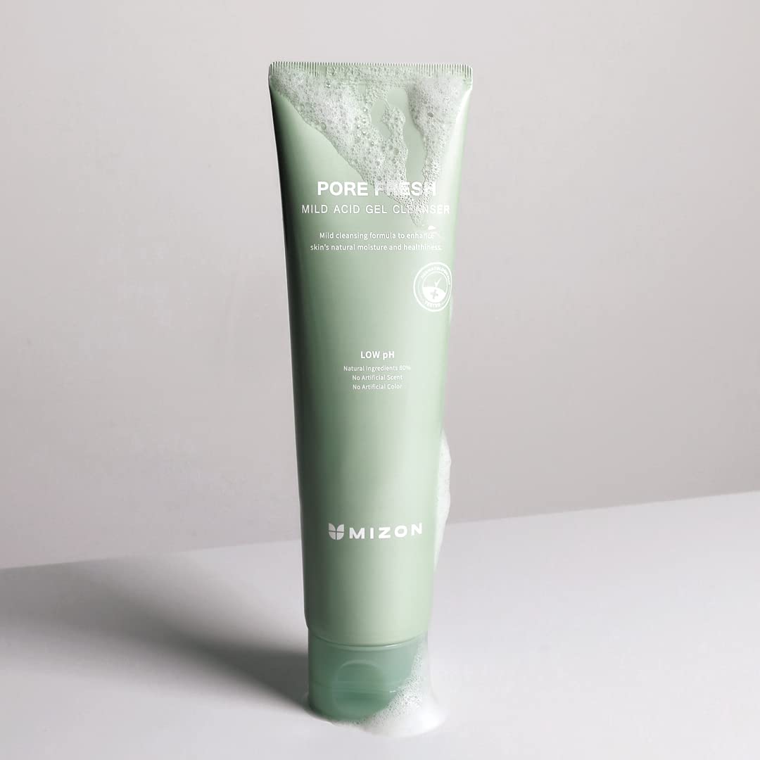 MIZON Pore Fresh Mild Acid Gel Cleanser, Facial Cleanser, Natural Ingredients, Refreshing Gel Formula, Exfoliate, Moisturize, (New Package, 5.07 fl oz)