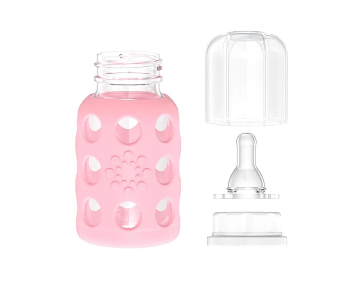 Lifefactory Glass Baby Bottle with Silicone Sleeve 4 Ounce - 2 Pack - Pink