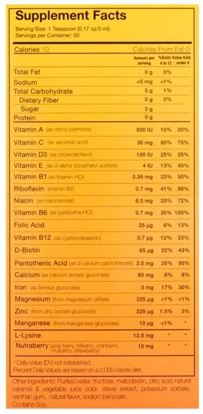 Vivioptal Kids, Liquid Multivitamin & Multiminerals Supplement, Berries, 8.45 Fl Oz