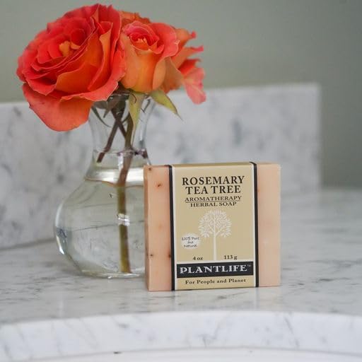 Plantlife Rosemary Tea Tree Bar Soap - Moisturizing and Soothing Soap for Your Skin - Hand Crafted Using Plant-Based Ingredients - Made in California 4oz Bar