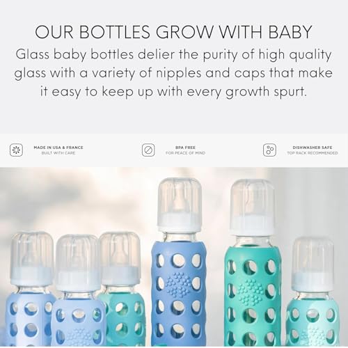 Lifefactory 4oz Glass Baby Bottle (Mint/Spring Green 4pk)