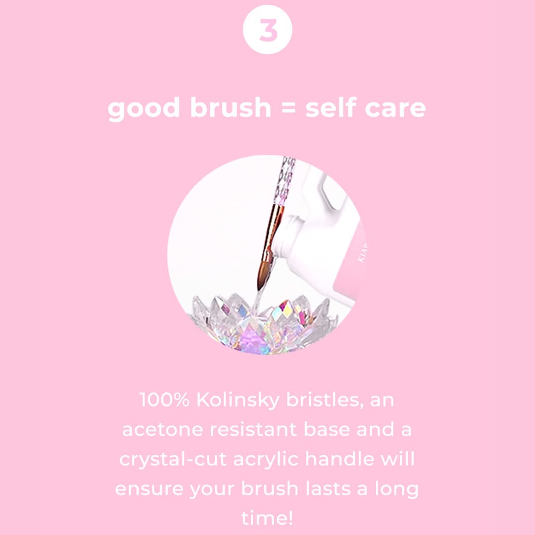 Kiara Sky Pink Crystal Acrylic Kolinsky Nail Brush #16