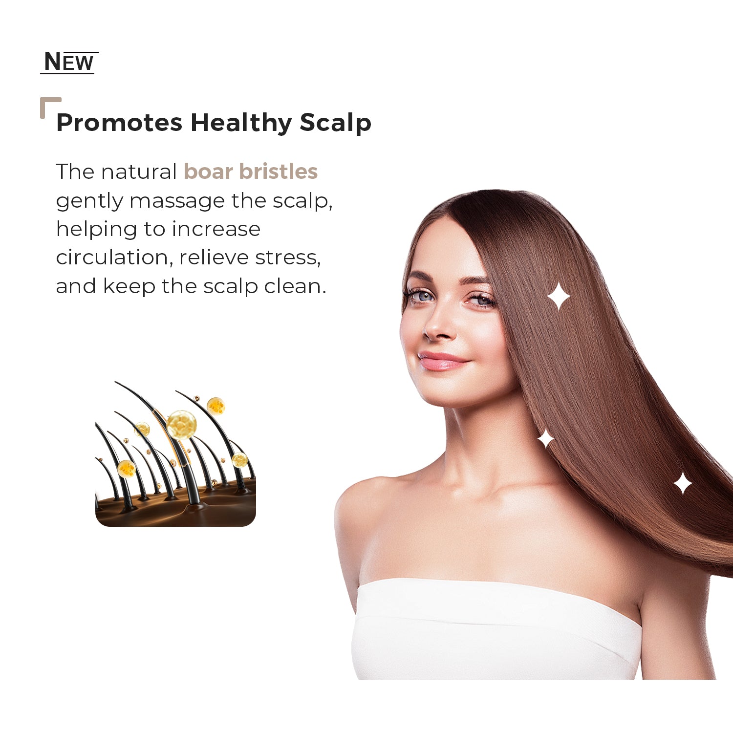 Eagle Fortress Professional Boar Bristle Paddle Brush - Grey