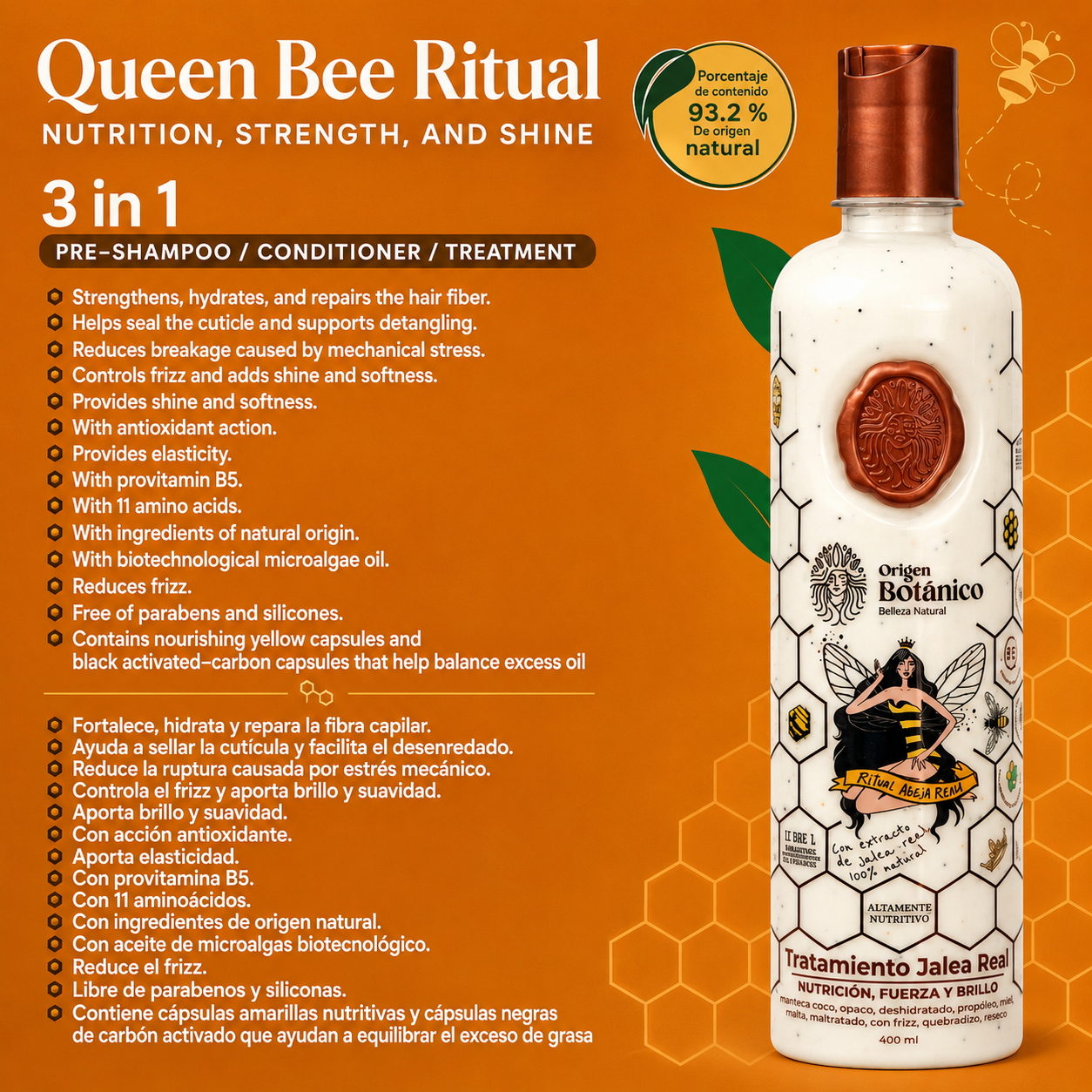Ritual Botanico - Kit Capilar Jalea Real – Shampoo Nutritivo + Tratamiento 3 en 1  400ml