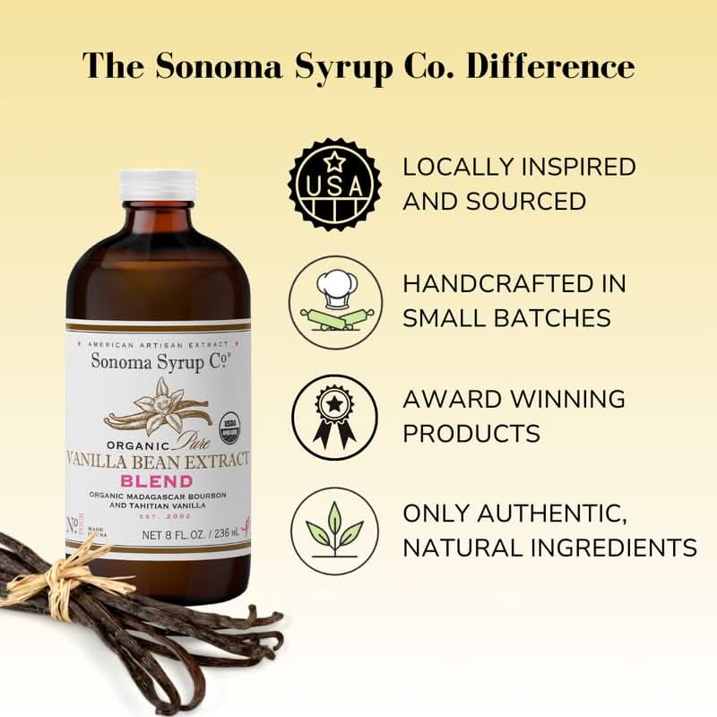 Sonoma Syrup Organic Pure Vanilla Bean Extract “Blend” 8 oz