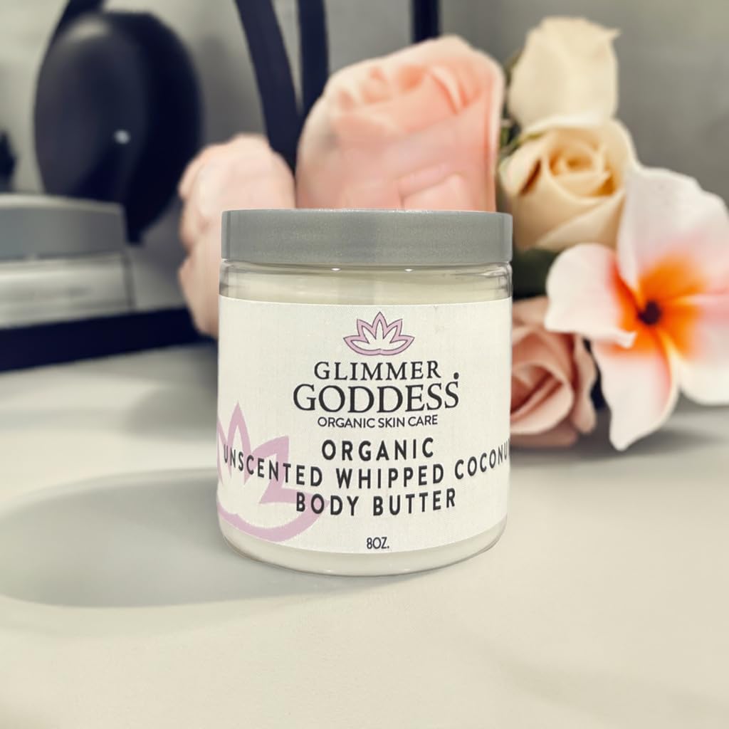 GLIMMER GODDESS Organic Whipped Coconut Oil Body Butter, 8oz