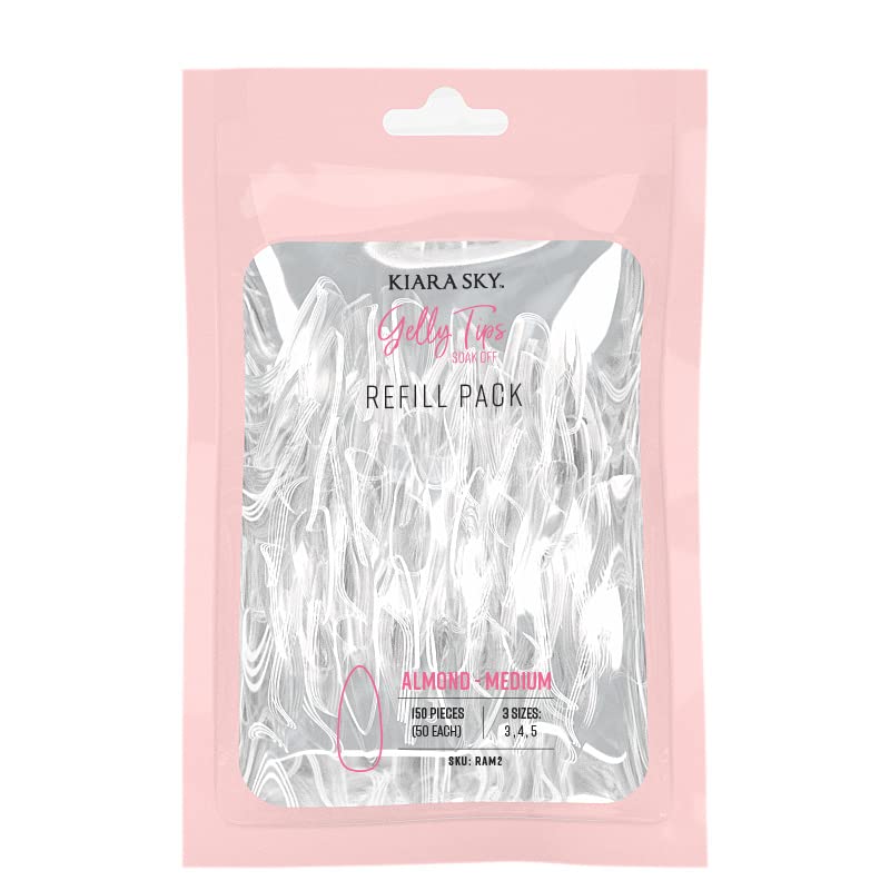 Kiara Sky Gelly Tips Refill Packs - Soak Off Soft Gels - Almond Shape (Medium Length)