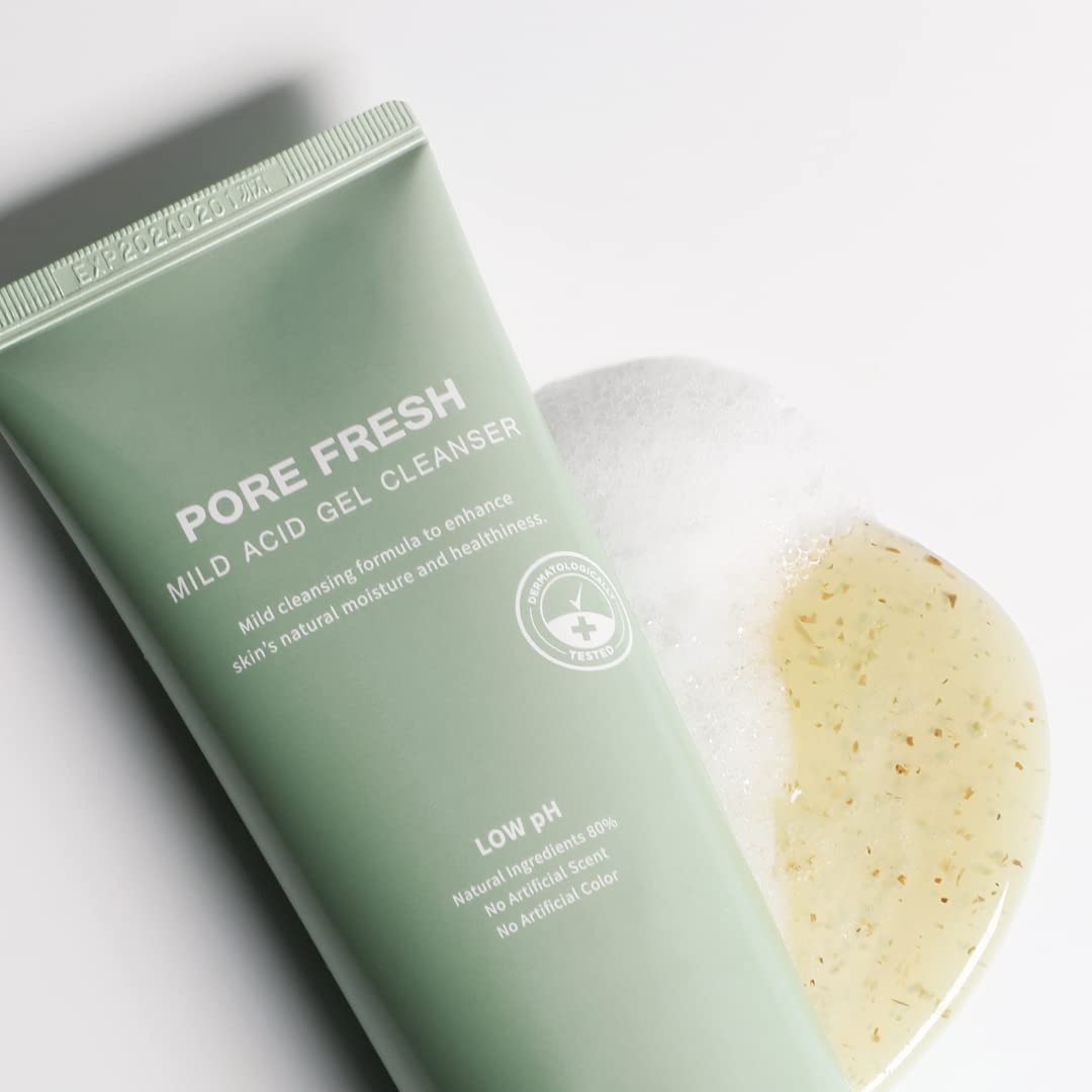 MIZON Pore Fresh Mild Acid Gel Cleanser, Facial Cleanser, Natural Ingredients, Refreshing Gel Formula, Exfoliate, Moisturize, (New Package, 5.07 fl oz)