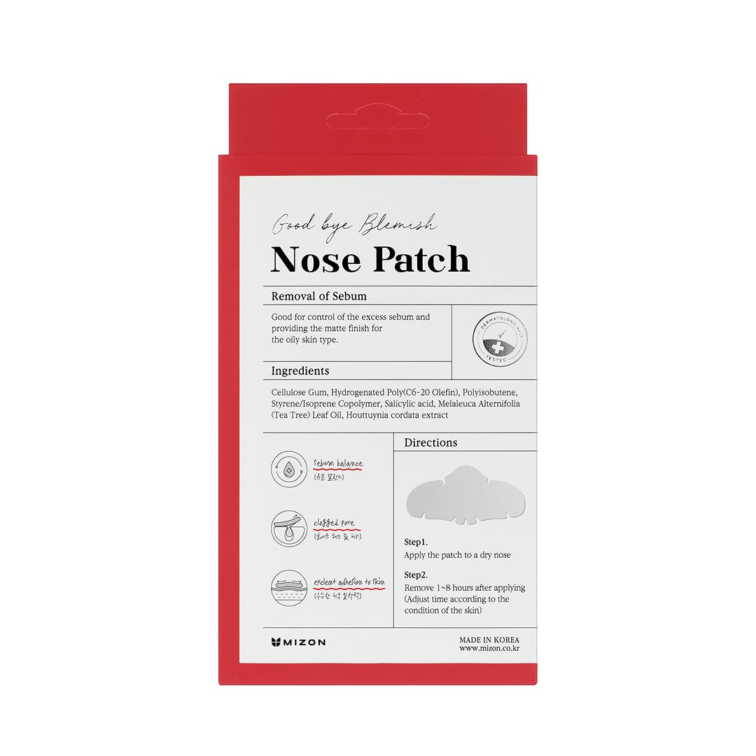 MIZON Korean Nose Patch Blackhead Remover Patch for Pores Pimples Zits Oil and Acne(10ea)