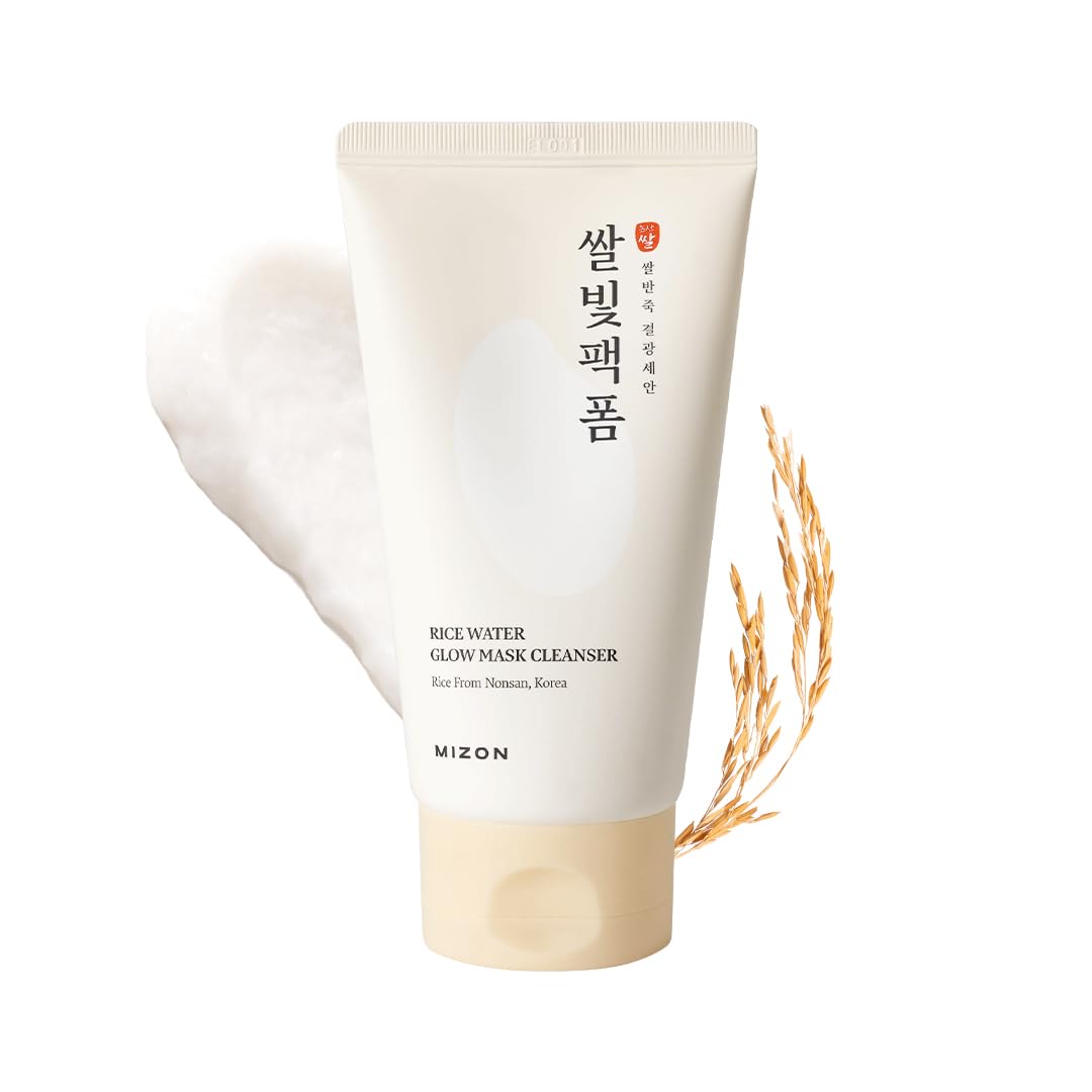 MIZON Rice Water Glow Mask Cleanser, 2-in-1 Face Wash and Mask, 5.07 fl oz