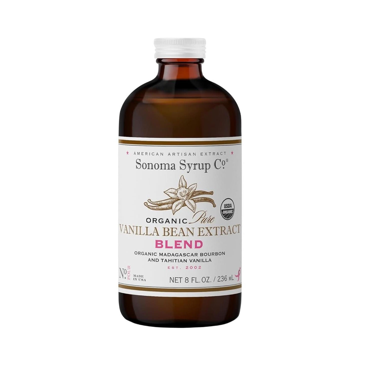 Sonoma Syrup Organic Pure Vanilla Bean Extract “Blend” 8 oz