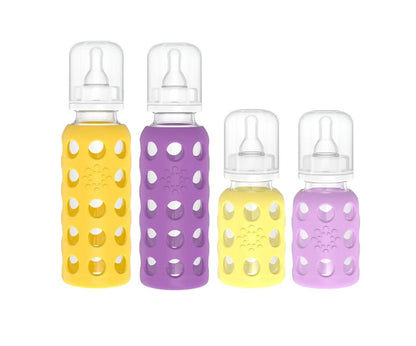 Lifefactory Glass Baby Bottles with Silicone Protection - 4-Pack, 4 oz/9 oz