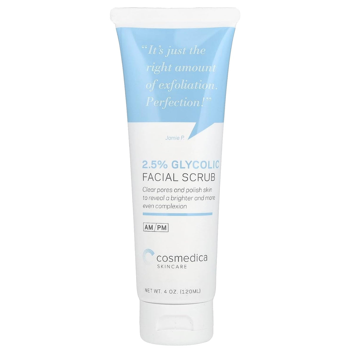 Cosmedica Glycolic Acid 2.5% Facial Scrub & Exfoliating Face Wash, 4oz