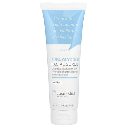 Cosmedica Glycolic Acid 2.5% Facial Scrub & Exfoliating Face Wash, 4oz