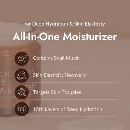 MIZON All-in-One Snail Repair Cream – Korean Face Moisturizer with Snail Mucin & 12 Natural Extracts – Hydrating Nourishing Cream for Fine Lines, Wrinkles & Blemish Care (2.53 Fl Oz, Pack of 2)