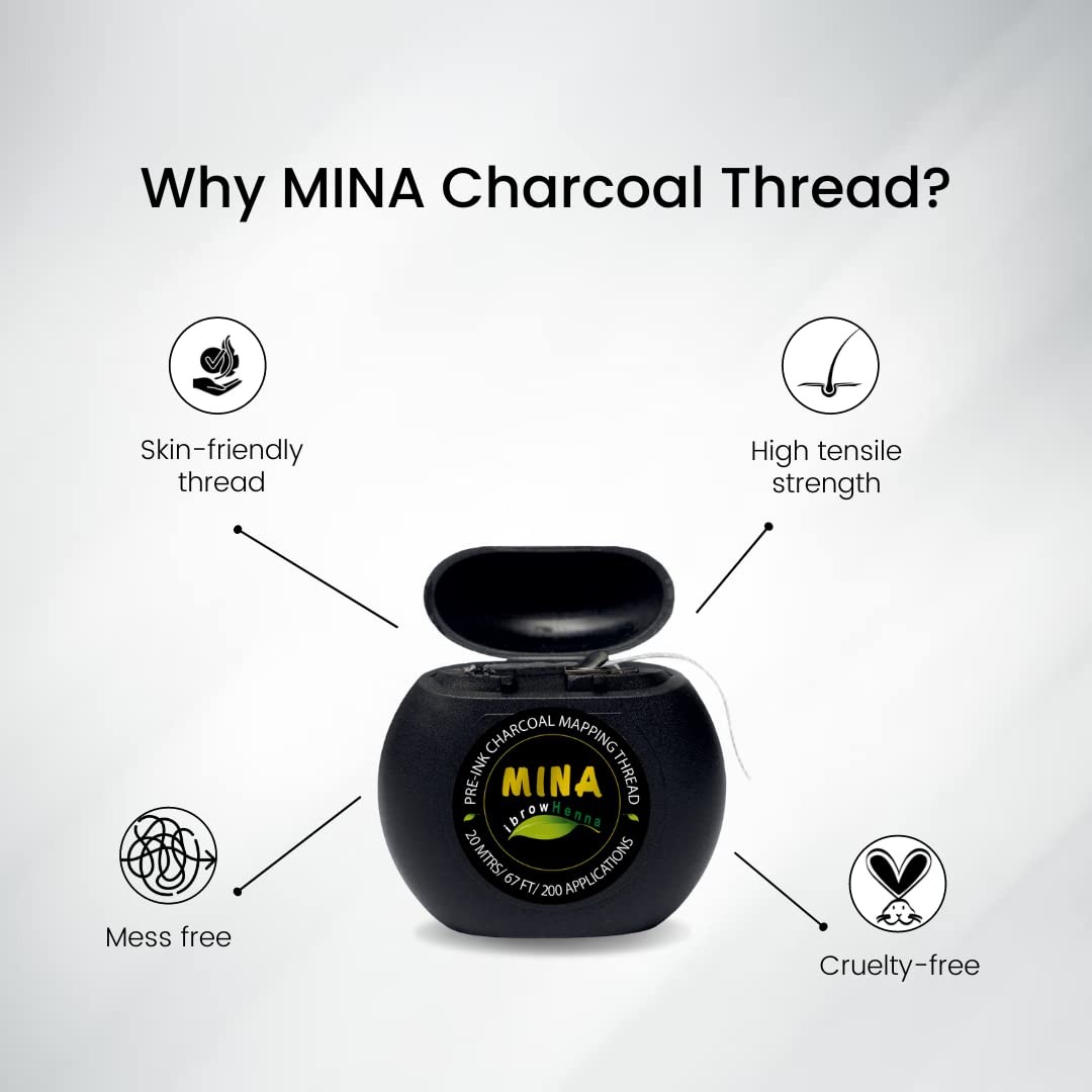 MINA IBROW PRE INK CHARCOAL MAPPING THREAD 20 MTR-WHITE