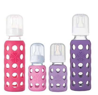 Lifefactory Glass Baby Bottles with Silicone Protection - 4-Pack, 4 oz/9 oz