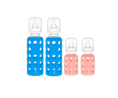Lifefactory Glass Baby Bottles with Silicone Protection - 4-Pack, 4 oz/9 oz