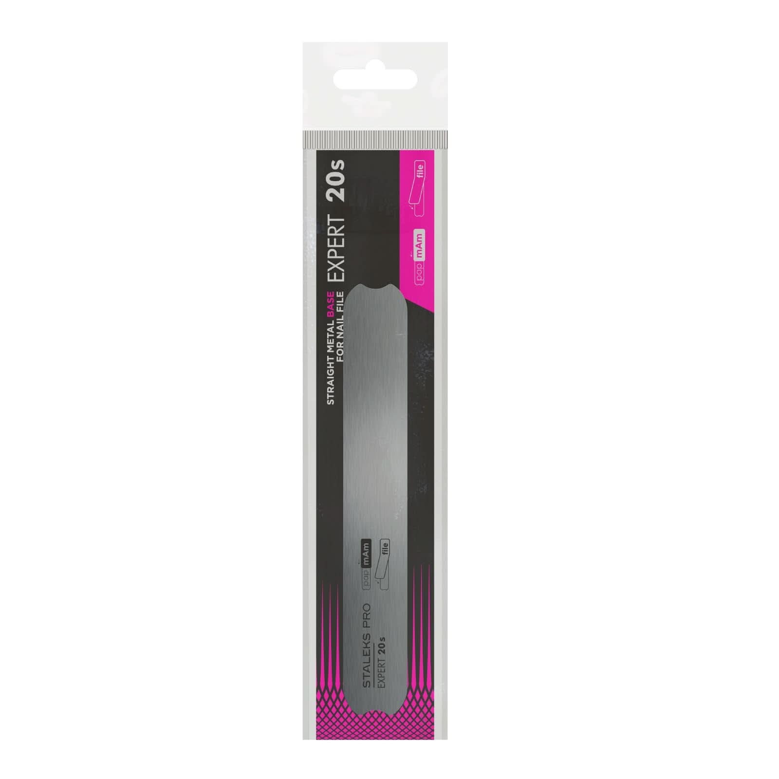 Staleks Pro Short Straight Metal Base for Nail File Expert 20s – 130 mm – Stainless Steel Reusable Base – for Disposable Nail Files – Pedicure and Manicure