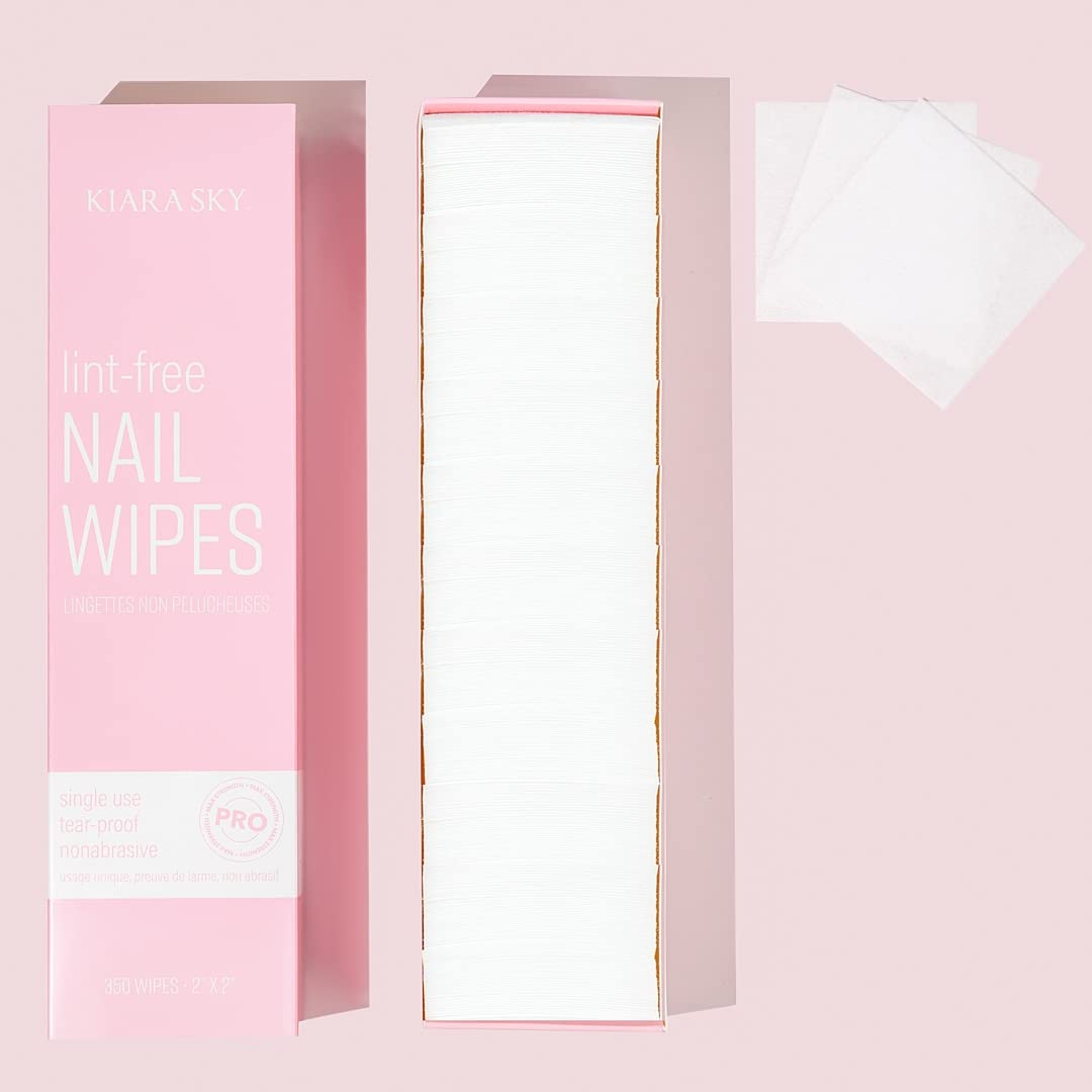 Kiara Sky 100% Lint Free Nail Wipes to Soak Off Acrylic Gel Nail Polish - Lint Free Nail Wipes Soft Gel Nail Polish Remover Pads Absorbable Eyelash Extension Glue Cleaning Wipes