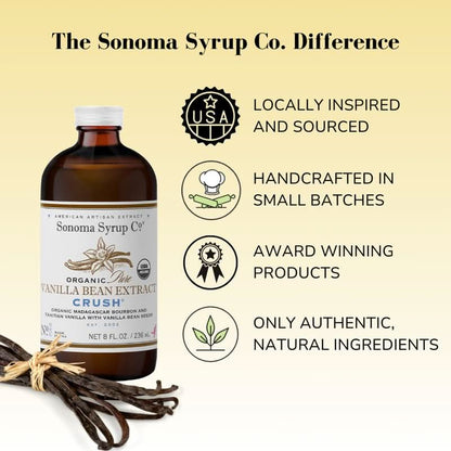 Sonoma Syrup Organic Pure Vanilla Bean Extract “Crush" 8 oz