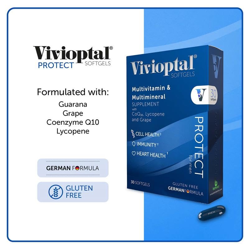 Vivioptal Protect For Men 30 Capsules Multivitamin & Multimineral Supplement CoQ10 Lycopene Resveratrol